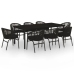 Juego de comedor de jardín 9 piezas negro