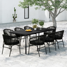 Juego de comedor de jardín 9 piezas negro