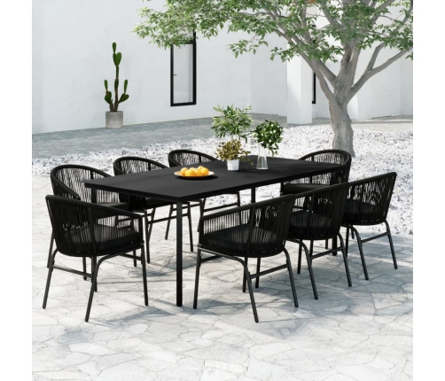 Juego de comedor de jardín 9 piezas negro