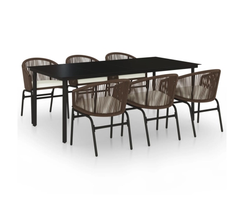 Juego de comedor de jardín 7 piezas marrón