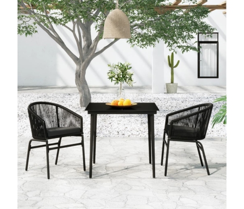Juego de comedor para jardín 3 piezas negro