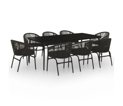 Juego de comedor de jardín 9 piezas negro
