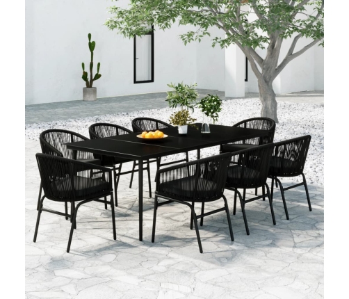 Juego de comedor de jardín 9 piezas negro