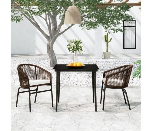 Juego de comedor de jardín 3 piezas marrón
