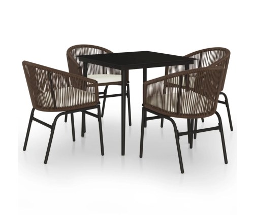 Juego de comedor de jardín 5 piezas con cojines marrón
