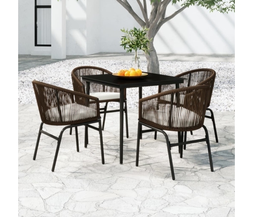 Juego de comedor de jardín 5 piezas con cojines marrón