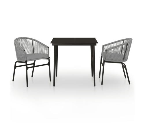 Juego de comedor de jardín 3 piezas gris