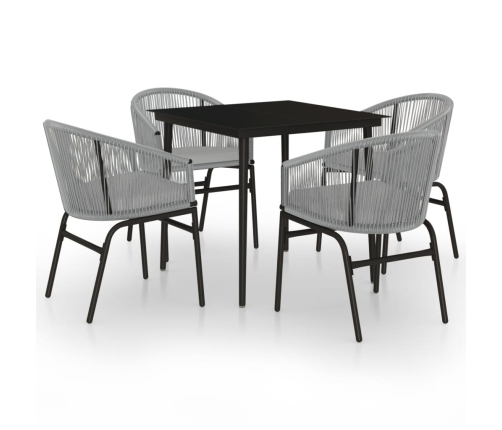 Juego de comedor para jardín 5 piezas ratán sintético gris
