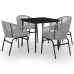 Juego de comedor para jardín 5 piezas ratán sintético gris