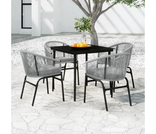 Juego de comedor para jardín 5 piezas ratán sintético gris