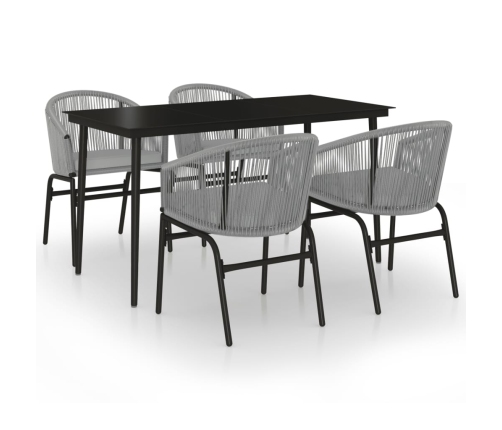 Juego de comedor para jardín 5 piezas ratán sintético gris