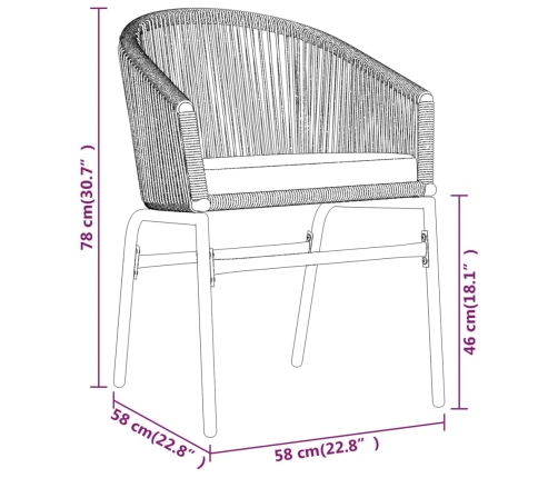 Juego de comedor para jardín 5 piezas ratán sintético gris