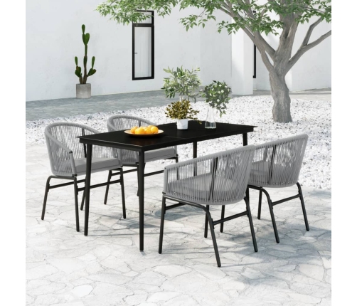 Juego de comedor para jardín 5 piezas ratán sintético gris
