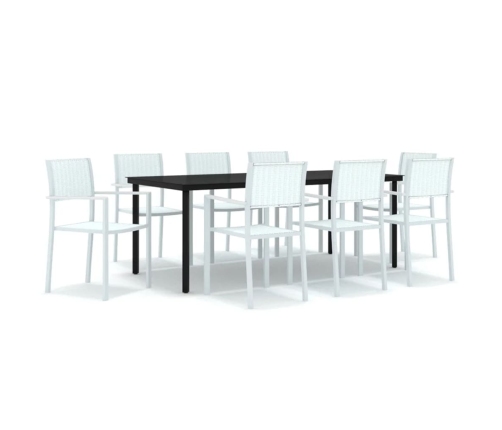 Juego de comedor para jardín 9 piezas blanco