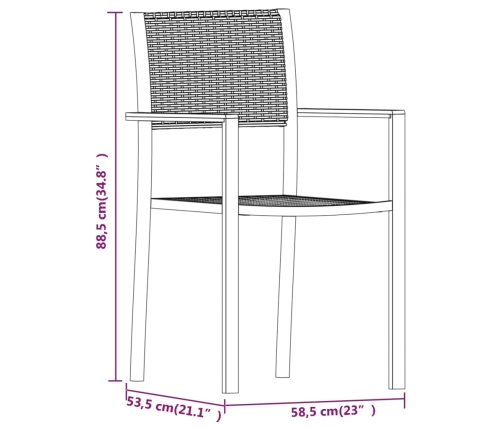 Juego de comedor para jardín 9 piezas blanco