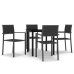 Juego de comedor para jardín 5 piezas negro
