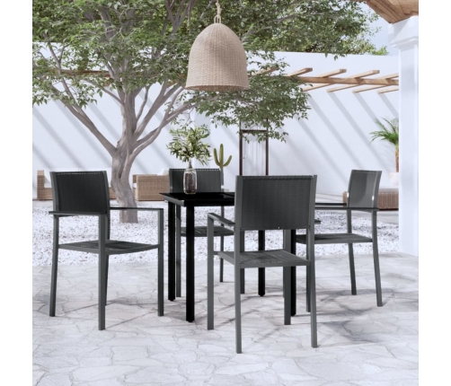 Juego de comedor para jardín 5 piezas negro