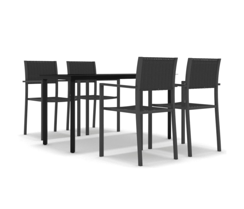 Juego de comedor para jardín 5 piezas negro