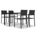 Juego de comedor para jardín 5 piezas negro