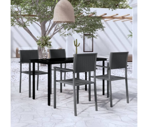 Juego de comedor para jardín 5 piezas negro