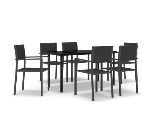 Juego de comedor para jardín 7 piezas negro