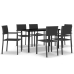 Juego de comedor para jardín 7 piezas negro