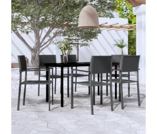 Juego de comedor para jardín 7 piezas negro