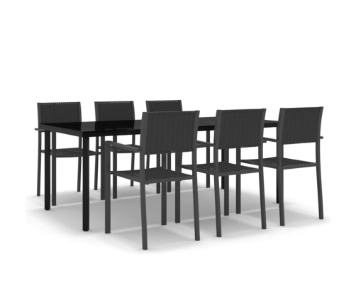 Juego de comedor para jardín 7 piezas negro
