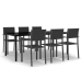 Juego de comedor para jardín 7 piezas negro