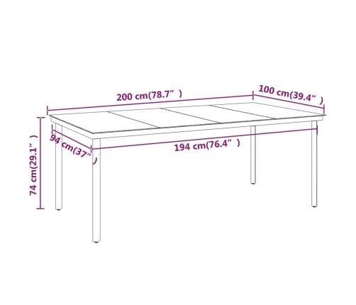 Juego de comedor para jardín 7 piezas negro