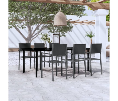 Juego de comedor para jardín 7 piezas negro