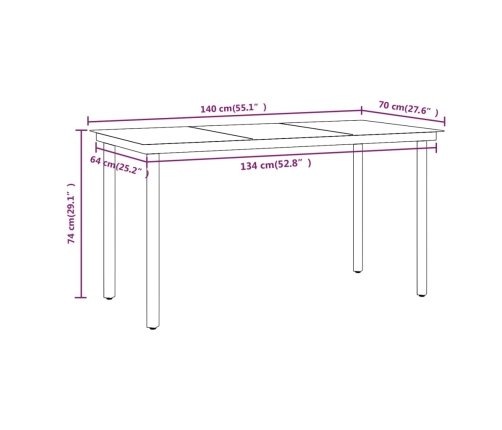 Juego de comedor de jardín 7 piezas con cojines negro