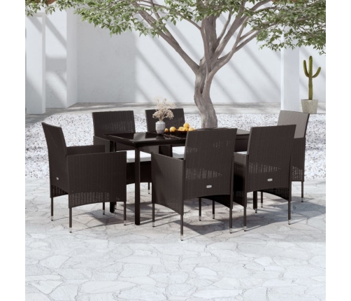 Juego de comedor de jardín 7 piezas con cojines negro