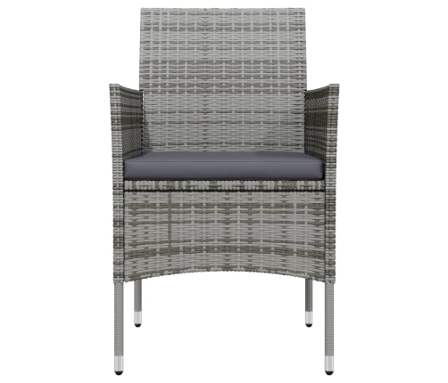 Juego de comedor de jardín 7 piezas con cojines gris y negro