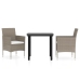 Juego de comedor de jardín 3 piezas con cojines beige y negro