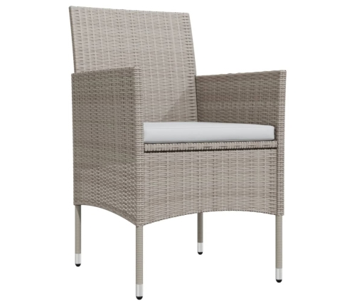 Juego de comedor de jardín 3 piezas con cojines beige y negro