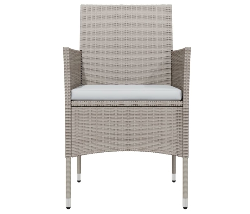Juego de comedor de jardín 3 piezas con cojines beige y negro