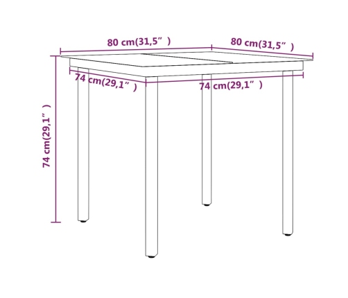 Juego de comedor de jardín 5 piezas con cojines marrón y negro