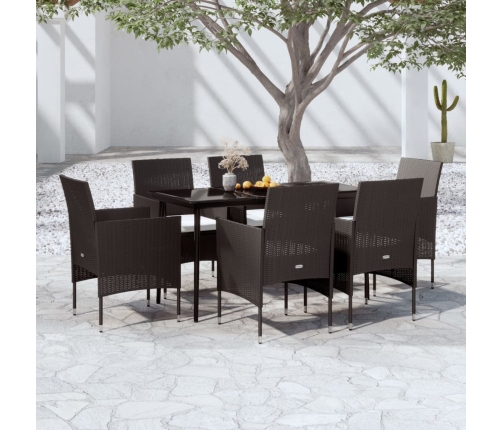 Juego de comedor de jardín 7 piezas con cojines negro