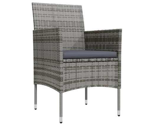 Juego de comedor de jardín 7 piezas con cojines gris y negro