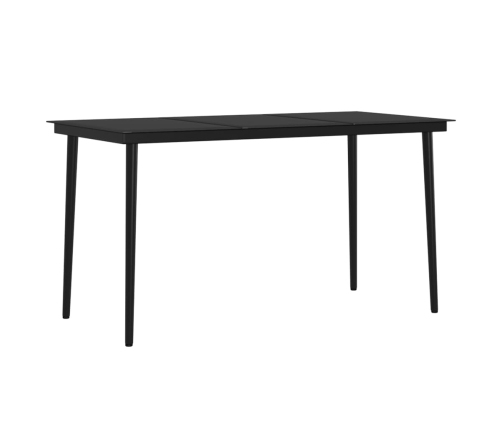 Juego de comedor de jardín 7 piezas con cojines gris y negro