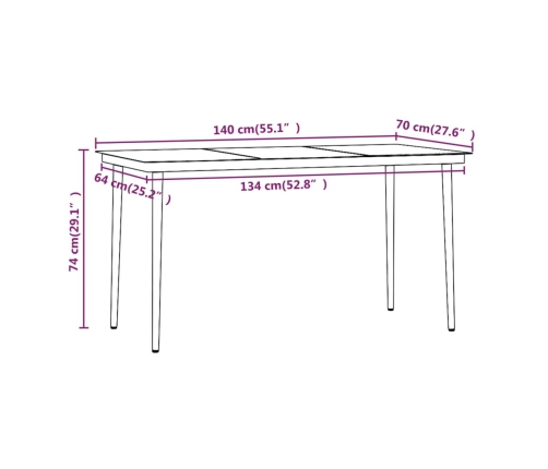 Juego de comedor de jardín 7 piezas con cojines gris y negro