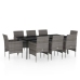 Juego de comedor para jardín 9 piezas con cojines gris y negro