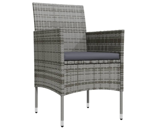 Juego de comedor para jardín 9 piezas con cojines gris y negro