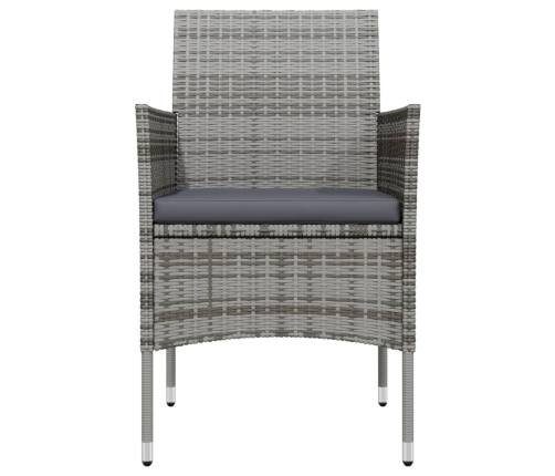 Juego de comedor para jardín 9 piezas con cojines gris y negro