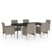 Juego de comedor de jardín 7 piezas con cojines beige y negro