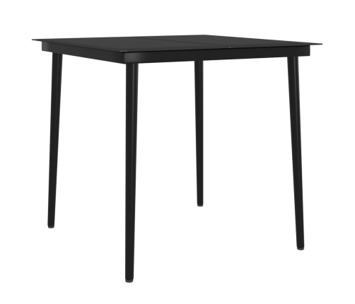 Juego de comedor de jardín 3 piezas con cojines marrón y negro