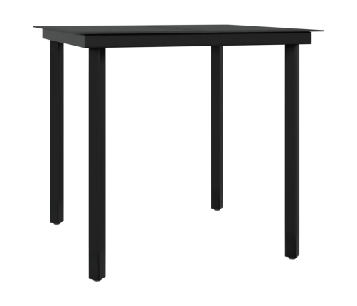 Juego de comedor para jardín 5 piezas con cojines gris y negro