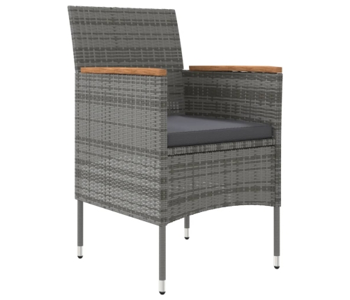 Juego de comedor para jardín 5 piezas con cojines gris y negro
