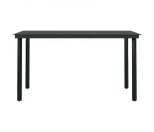 Juego de comedor para jardín 5 piezas con cojines gris y negro